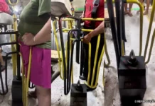 Mulher fica presa em catraca de ônibus e precisa ser resgatada